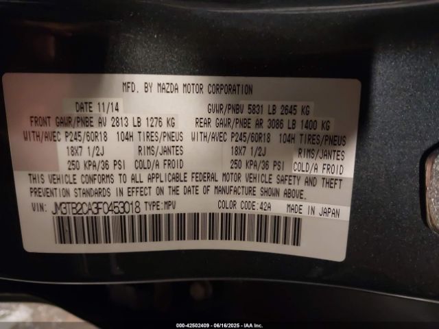 2015 MAZDA CX-9 JM3TB2CA3F0453018 Photo 8