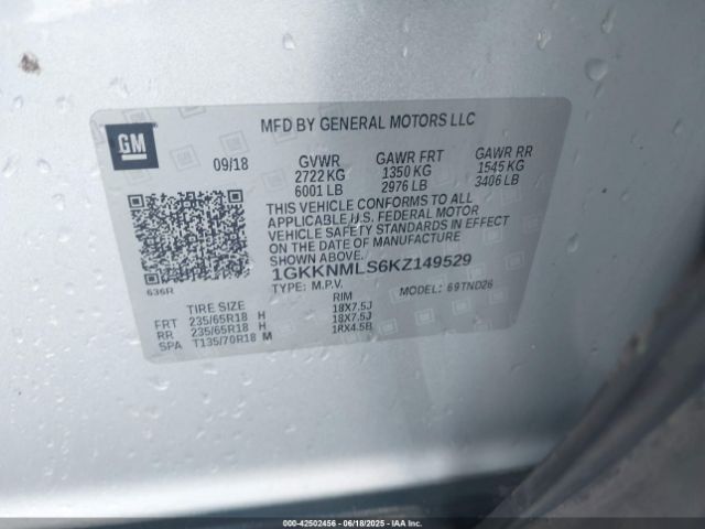 2019 GMC ACADIA 1GKKNMLS6KZ149529 Photo 8