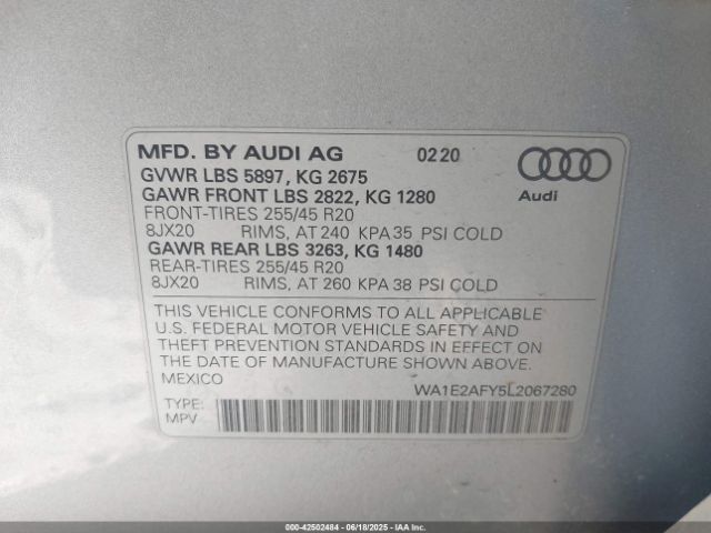 2020 AUDI Q5 WA1E2AFY5L2067280 Photo 8
