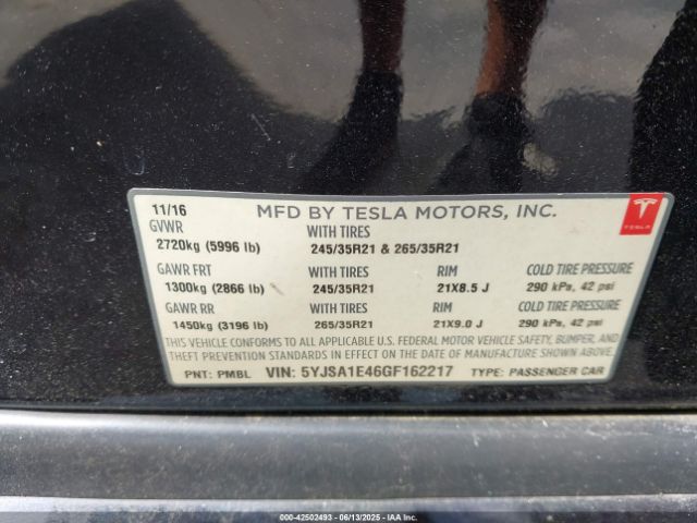 2016 TESLA MODEL S 5YJSA1E46GF162217 Photo 8