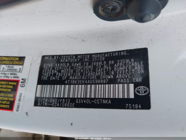 2010 TOYOTA CAMRY 4T1BK3EK4AU598887 Photo 8