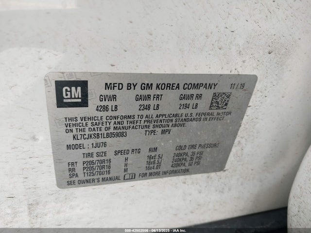 Chevrolet luv - mfi, variable valve timing, e85 max, alum 2020 KL7CJKSB1LB059083 Image 9