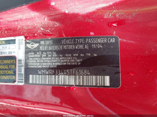 2005 MINI COOPER WMWRF33445TF61684 Photo 8