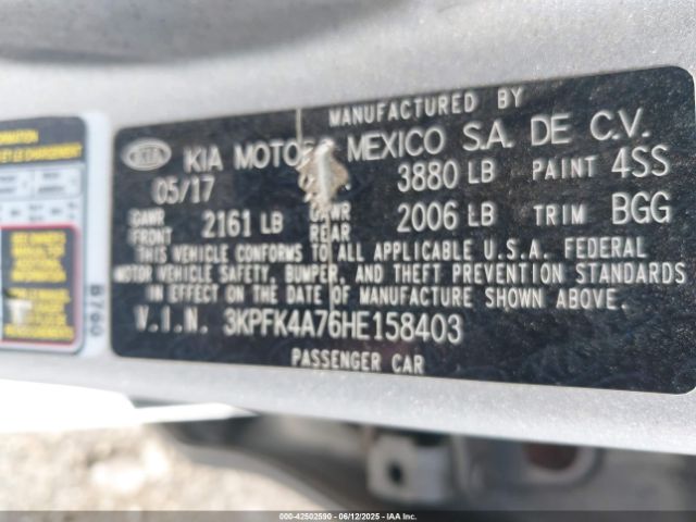 3KPFK4A76HE158403 KIA FORTE LX