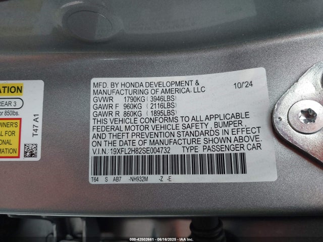 Honda k20c9 2025 19XFL2H82SE004732 Image 9