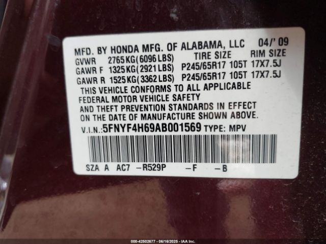 2010 HONDA PILOT 5FNYF4H69AB001569 Photo 8