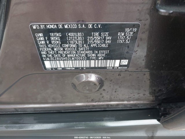 3CZRU5H52LM700932 Honda r18z9