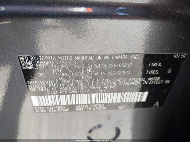 2T3ZFREV1JW517562 Toyota 2ar-fe