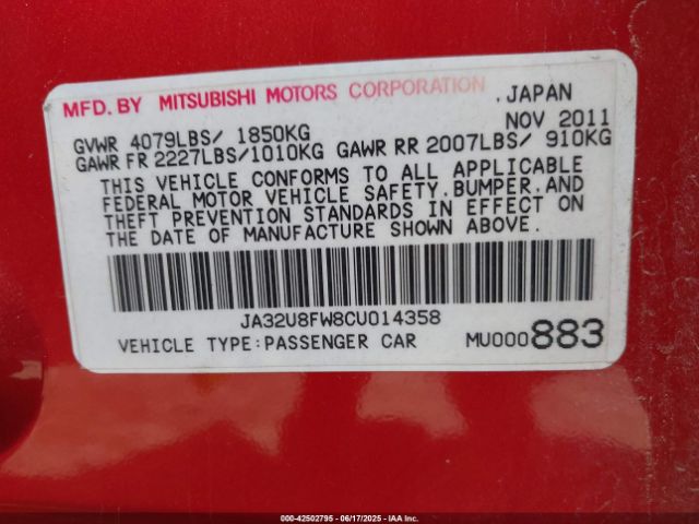 2012 MITSUBISHI LANCER JA32U8FW8CU014358 Photo 8