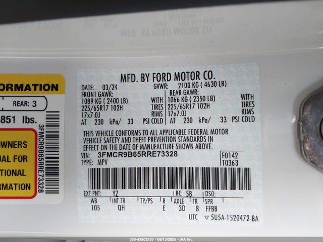 3FMCR9B65RRE73328 Ford dragon