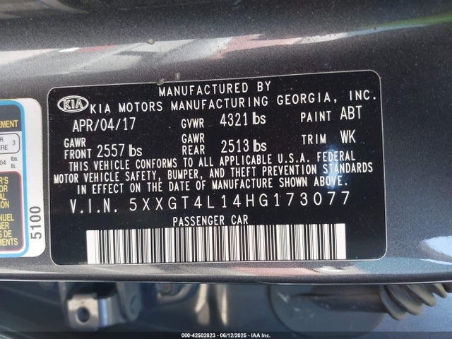 5XXGT4L14HG173077 KIA g 1.6 dohc t-gdi