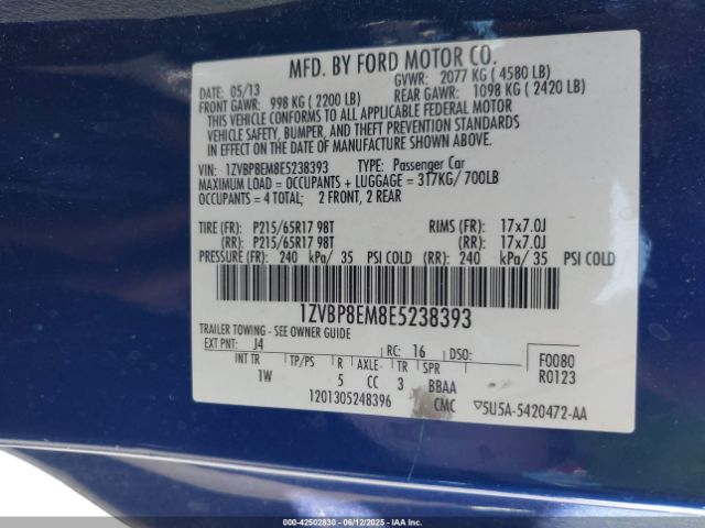 2014 FORD MUSTANG 1ZVBP8EM8E5238393 Photo 8