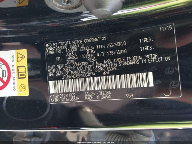 2016 LEXUS RX 350 JTJBZMCA5G2004079 Photo 8