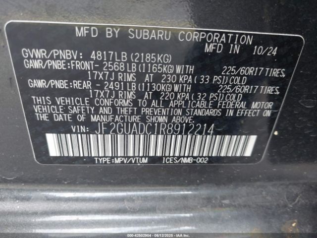 JF2GUADC1R8912214 Subaru Crosstrek Premium