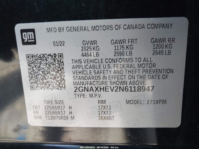 2GNAXHEV2N6118947 Chevrolet lyx