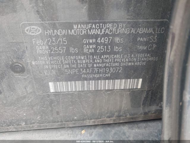 5NPE34AF7FH193072 Hyundai Sonata Sport