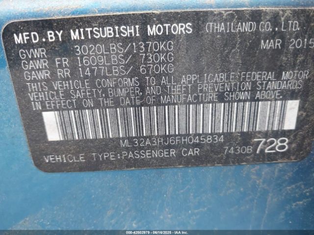2015 MITSUBISHI MIRAGE ML32A3HJ6FH045834 Photo 8