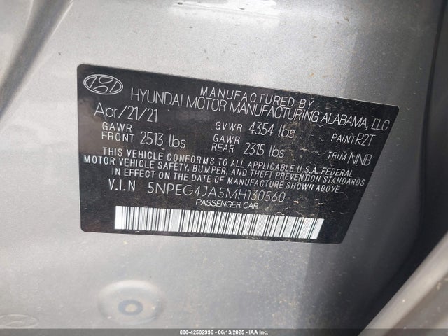 5NPEG4JA5MH130560 Hyundai gdi theta iii
