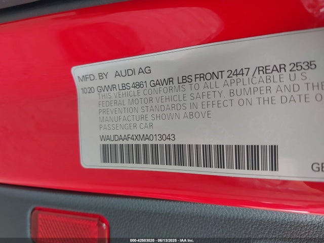 2021 AUDI A4 WAUDAAF4XMA013043 Photo 8