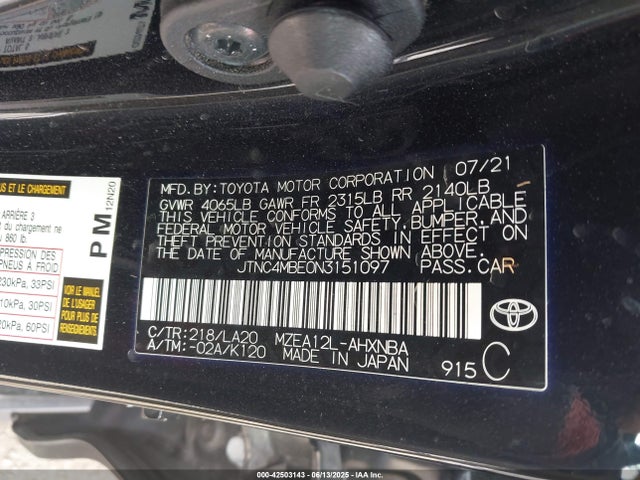 JTNC4MBE0N3151097 Toyota m20a-fks