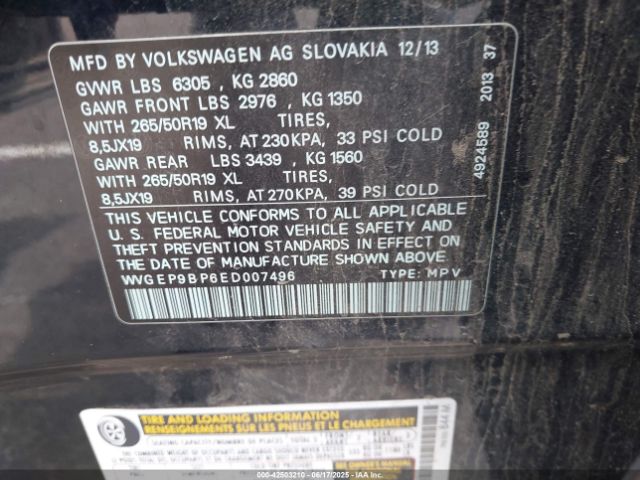 WVGEP9BP6ED007496 Volkswagen 2014