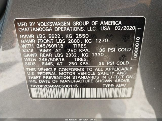 2021 VOLKSWAGEN ATLAS 1V2DP2CA6MC500115 Photo 8