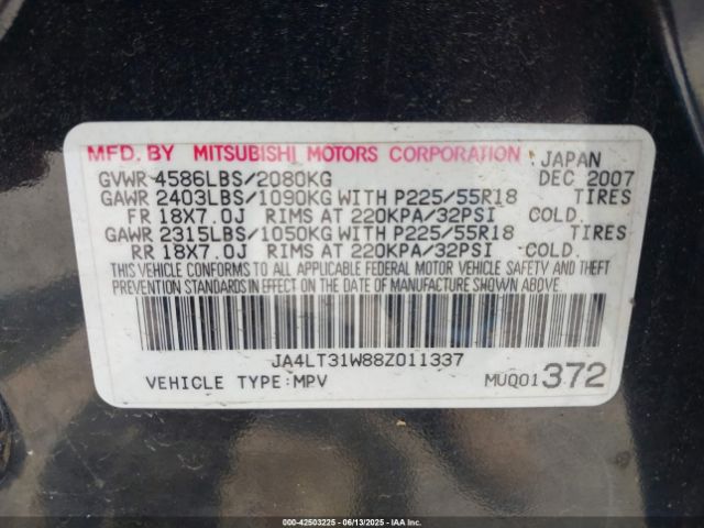 2008 MITSUBISHI OUTLANDER JA4LT31W88Z011337 Photo 8