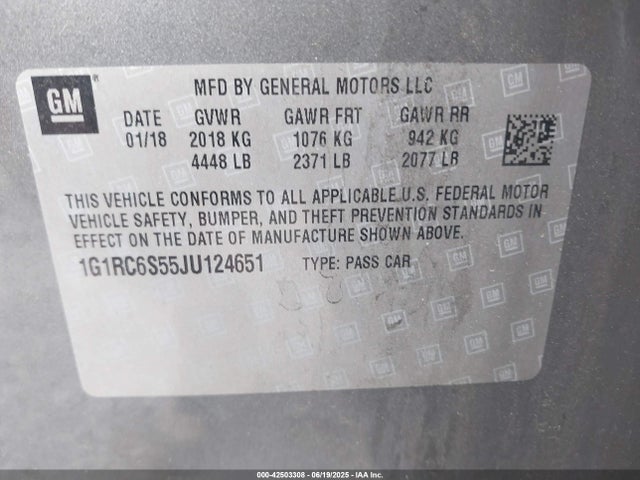 1G1RC6S55JU124651 Chevrolet l3a - direct injection, variable valve timing, hybrid, gen 1