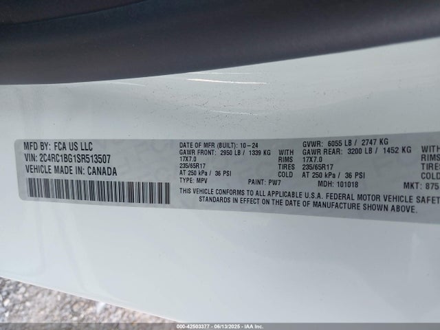 Chrysler Pacifica Select 2025 2C4RC1BG1SR513507 Image 9