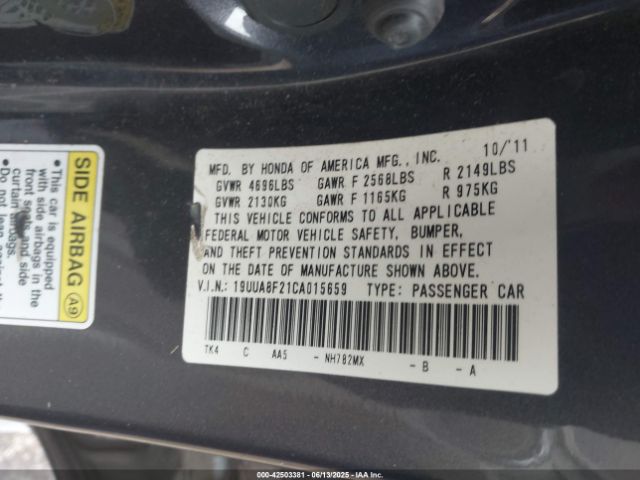 2012 ACURA TL 19UUA8F21CA015659 Photo 8