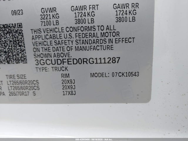 3GCUDFED0RG111287 Chevrolet l84