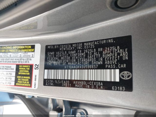4T1DAACK4SU596657 Toyota CAMRY SE