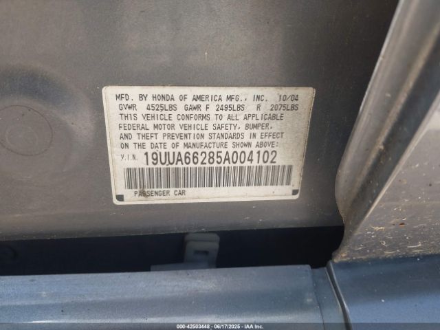 2005 ACURA TL 19UUA66285A004102 Photo 8