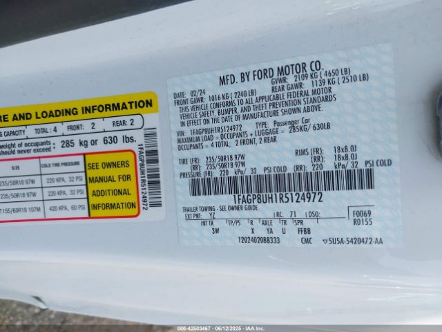 2024 FORD MUSTANG 1FAGP8UH1R5124972 Photo 8