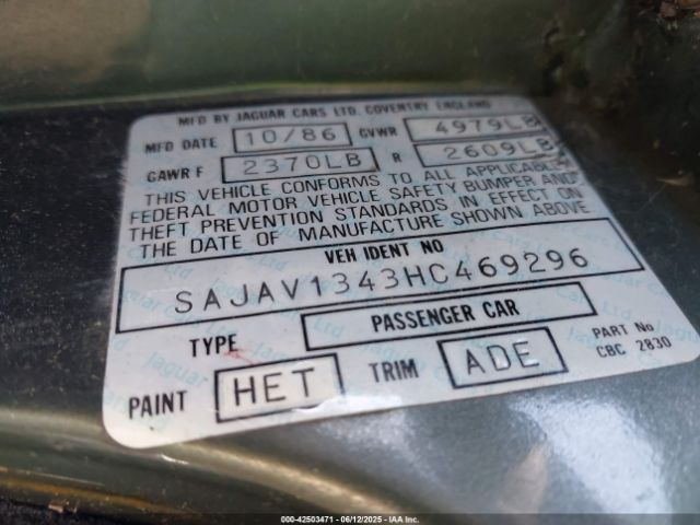 1987 JAGUAR XJ6 SAJAV1343HC469296 Photo 8