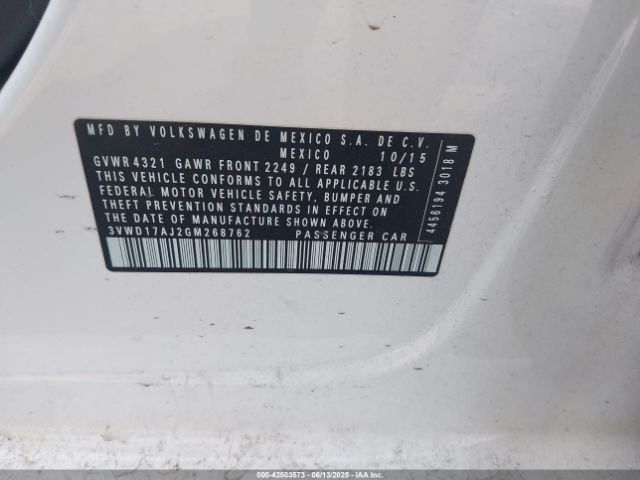 3VWD17AJ2GM268762 Volkswagen Jetta 1.8t Sport