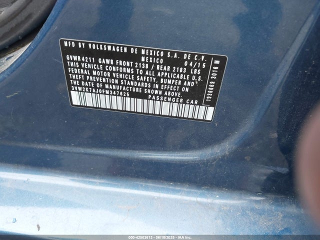 Volkswagen Jetta 2.0l S 2015 3VW2K7AJ0FM347625 Image 9
