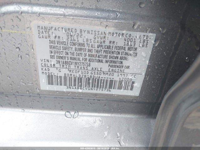 42503615 :رقم المزاد ، 3N1AB8CV1NY275736 vin ، 2022 Nissan Sentra Sv Xtronic Cvt مزاد بيع