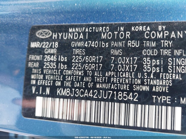KM8J3CA42JU718542 Hyundai gdi nu