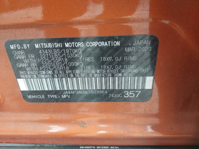 2020 MITSUBISHI OUTLANDER SPORT JA4AP3AU9LU028969 Photo 8
