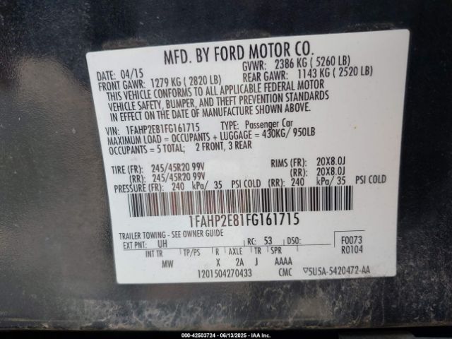 1FAHP2E81FG161715 Ford 2015