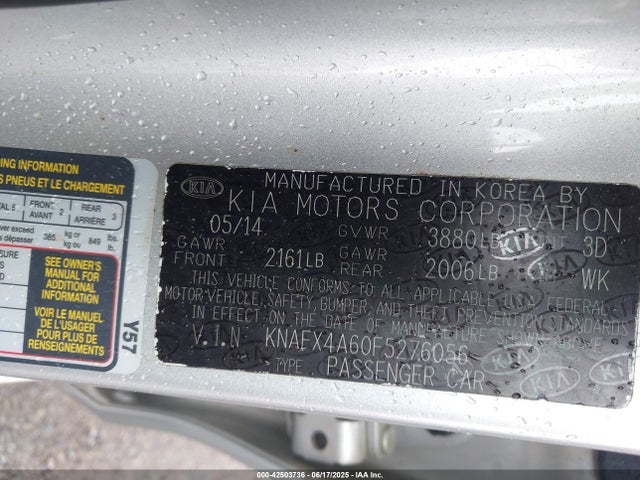 KNAFX4A60F5276056 KIA FORTE LX