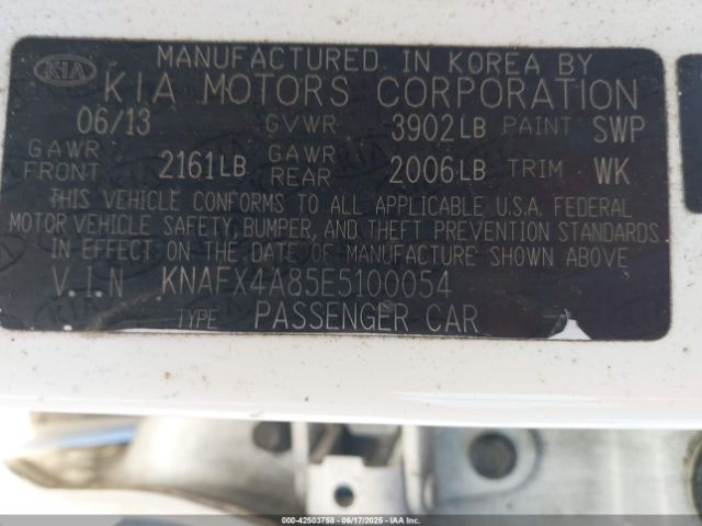 KNAFX4A85E5100054 KIA FORTE EX