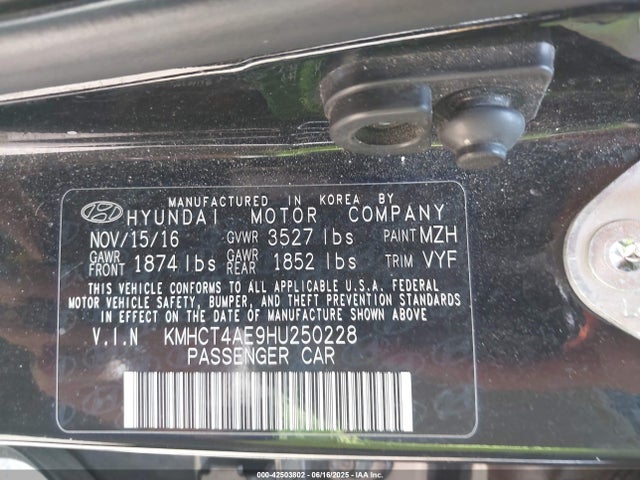 KMHCT4AE9HU250228 Hyundai 2017