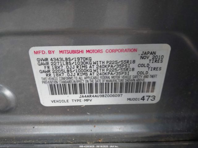 2011 MITSUBISHI OUTLANDER SPORT JA4AR4AU9BZ006097 Photo 8