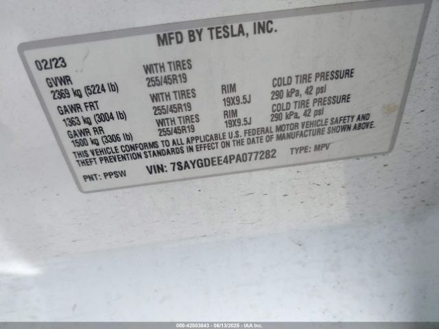 2023 TESLA MODEL Y 7SAYGDEE4PA077282 Photo 8