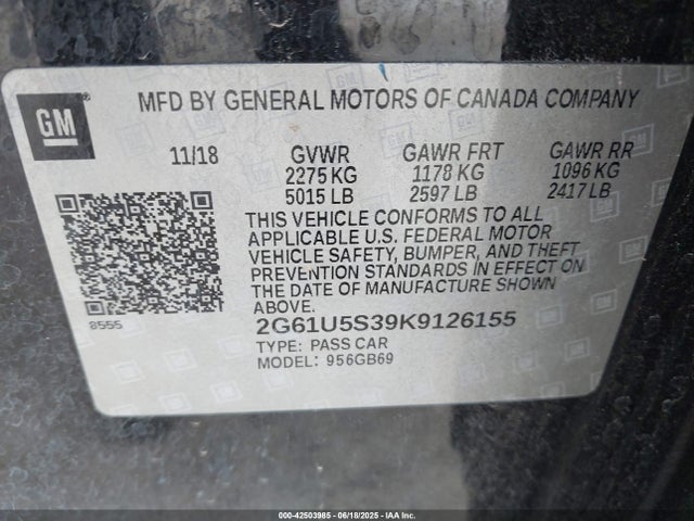 2019 CADILLAC XTS 2G61U5S39K9126155 Photo 8