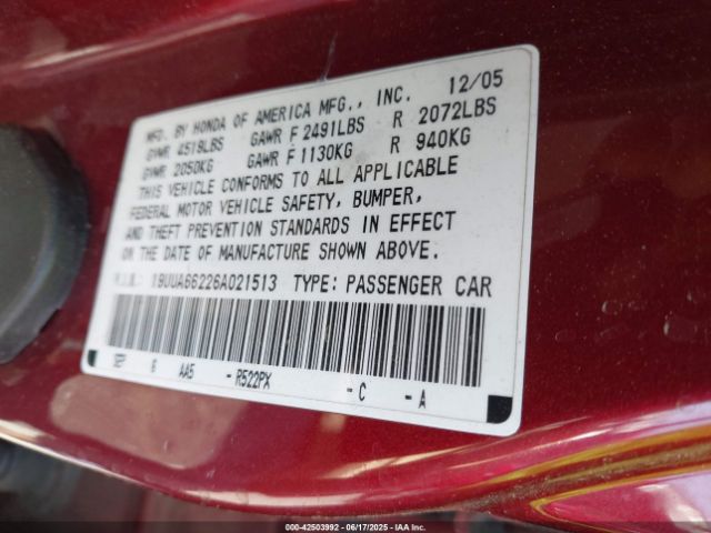 2006 ACURA TL 19UUA66226A021513 Photo 8