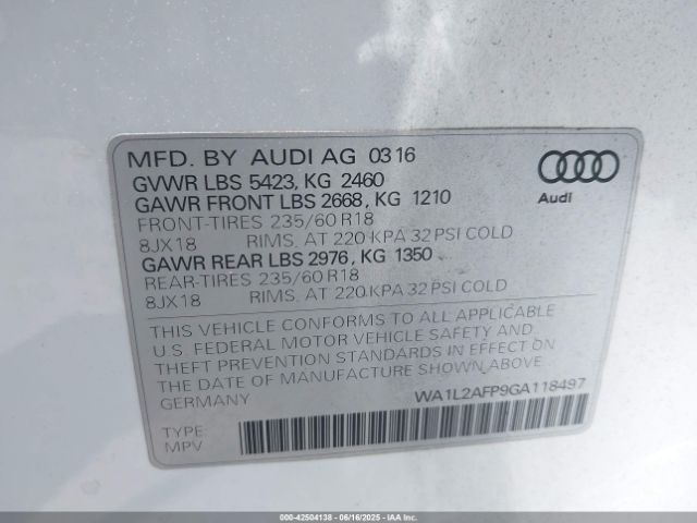 2016 AUDI Q5 WA1L2AFP9GA118497 Photo 8