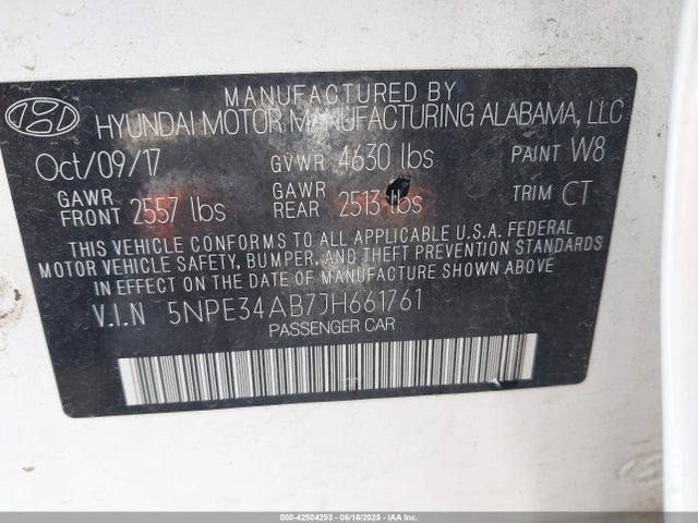 5NPE34AB7JH661761 Hyundai t-gdi theta-ii